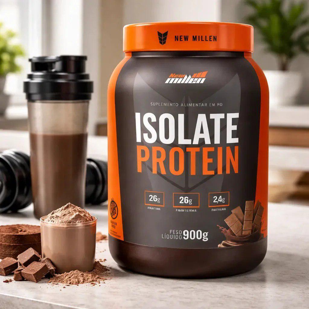 🚚 Whey Isolate Protein 900g Sabor Chocolate Zero Lactose - New Millen