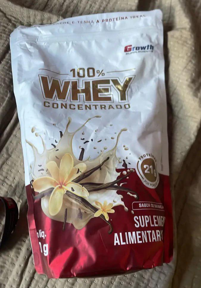 🚚 100% Whey Concentrado Baunilha 900g - Growth Supplements
