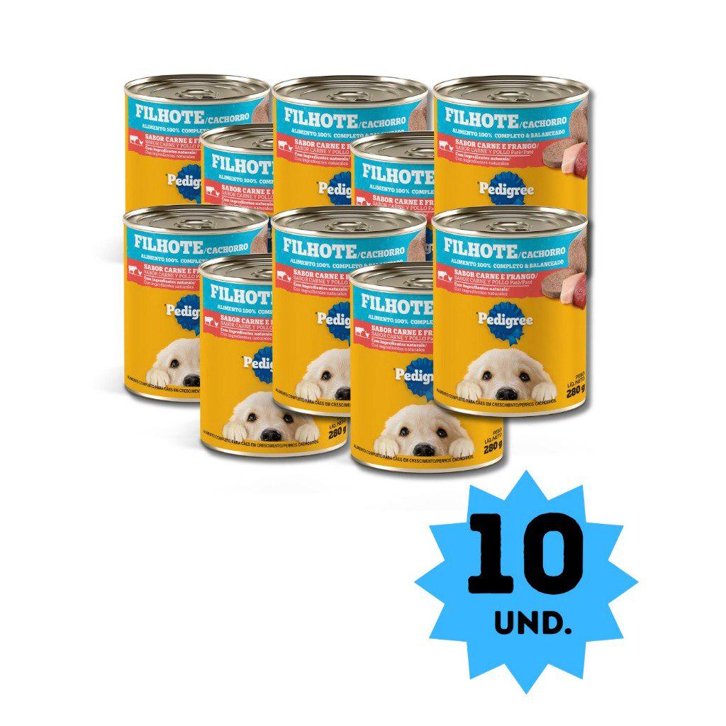 🐾 Kit Lata Pedigree Filhote Carne e Frango 280g Cada