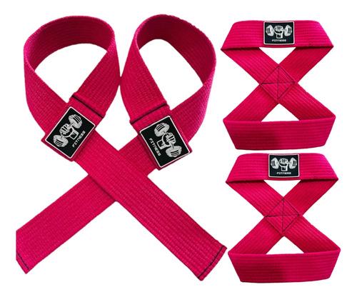 🚚 2 Par Straps Rosa 100% Algodão Para Academia E Crossfit