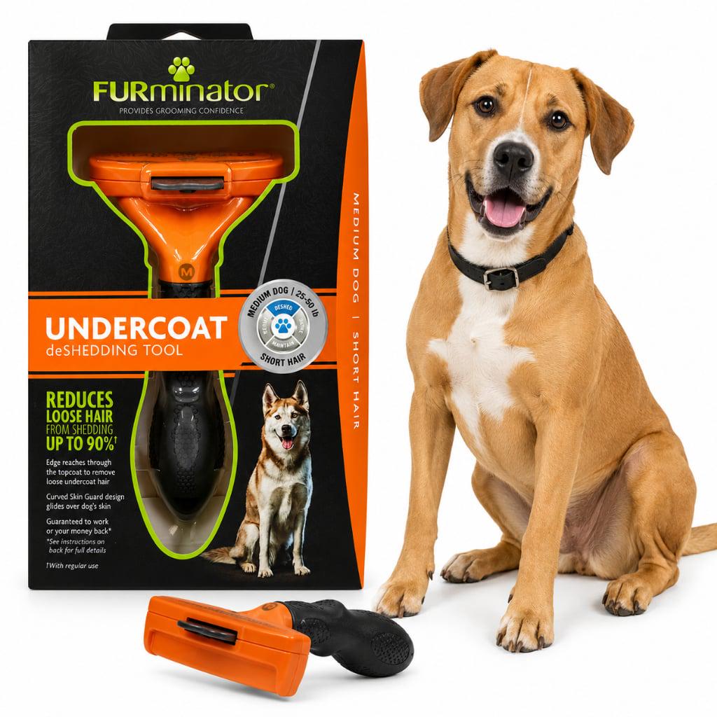 🐾 Rasqueadeira Furminator Pente/Escova para Cachorro de Porte Médio com Pelo Curto Cor Laranja + Brinde