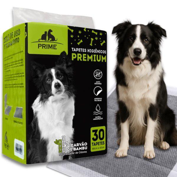 🐾 30 Tapetes Higiênicos Prime Carvão Ativado 80x60 - Gel Ultra Absorvente | Cães | Anti-Odor