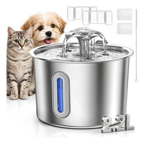 🐾 Bebedouro Automático Inox 2,2l Com Filtro Para Gatos E Cães