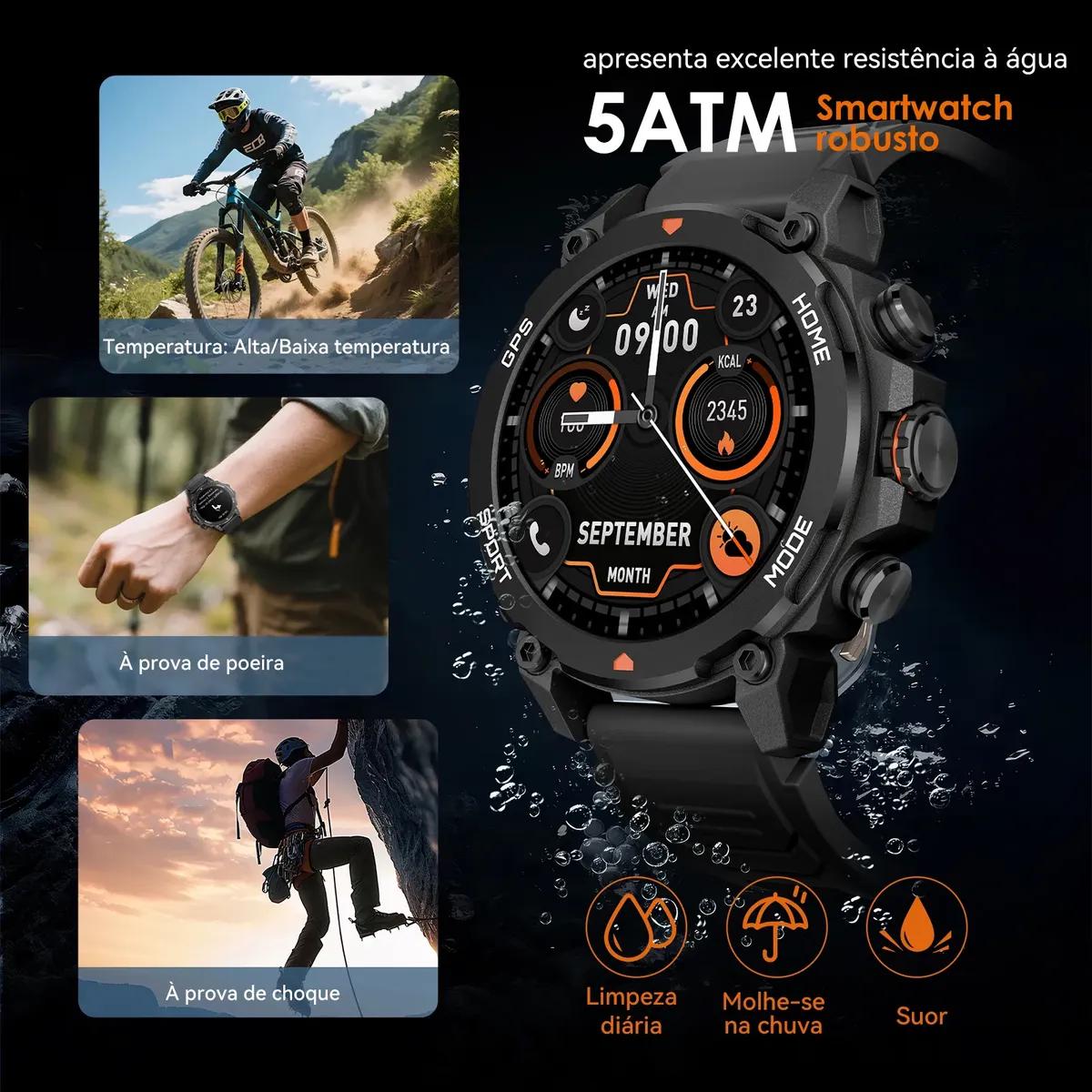 🚚 Smartwatch Aurafit G6 Verde Militar Whatsapp Com 5atm E Gps
