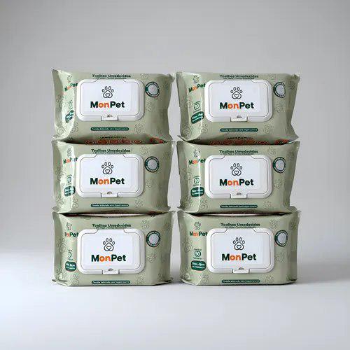 🐾 Toalha Lenço Umedecido Para Cães e Gatos Pet 6 Pacotes C/ 50