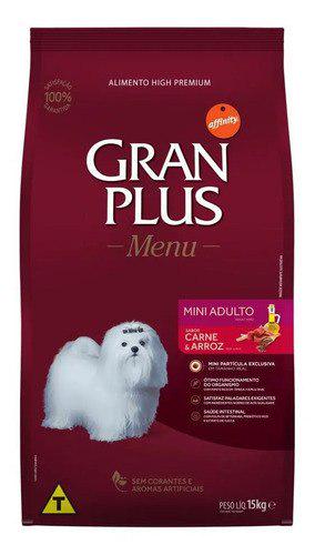 🐾 Ração Gran Plus Cães Menu Adultos Mini Carne E Arroz 15kg
