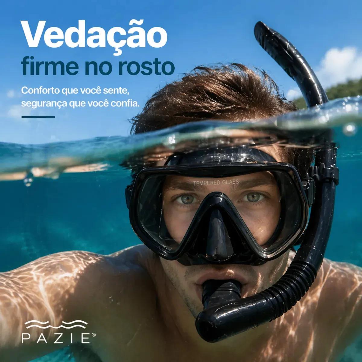 🚚 Kit Máscara Mergulho Snorkel Óculos Respirador Profissional Pazie