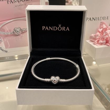 ➡️ Bracelete Pandora Pulseira de Prata e Fecho Coração
