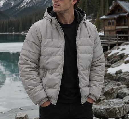➡️ Jaqueta Puffer Térmica com Capuz Forro Interno