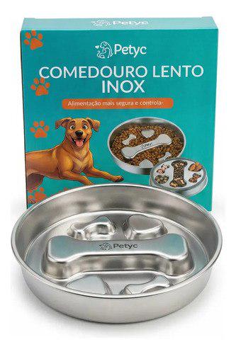 🐾 Comedouro Lento de Aço Inoxidável Antiderrapante para Cães, 1kg