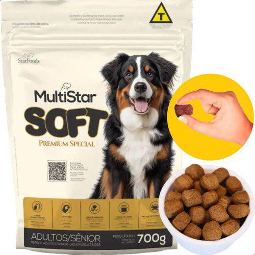 🐾 Ração Multistar Soft Macia 700g Cães Adulto Idoso Senior 7+
