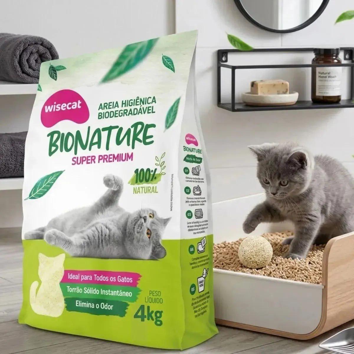 🐾 Areia De Mandioca Para Gatos Biodegradável Wisecat 4kg Bionature