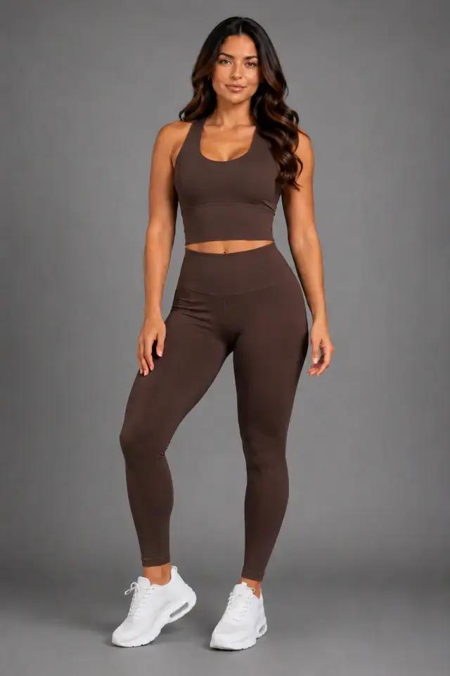 🚚 Conjunto Legging E Top Fitness Cintura Alta Roupa Academia