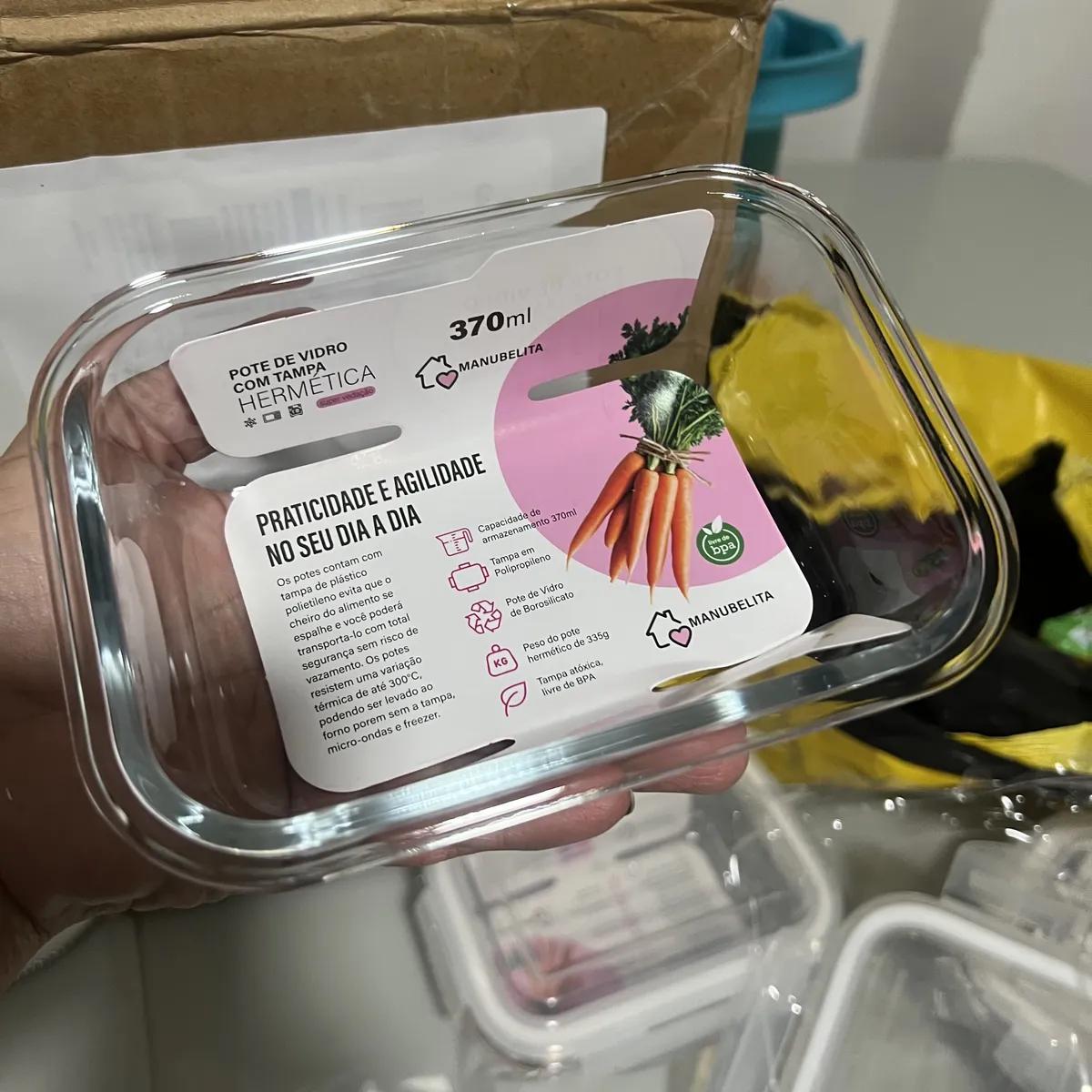 ➡️ Kit com 10 Potes Herméticos de Vidro 370ml