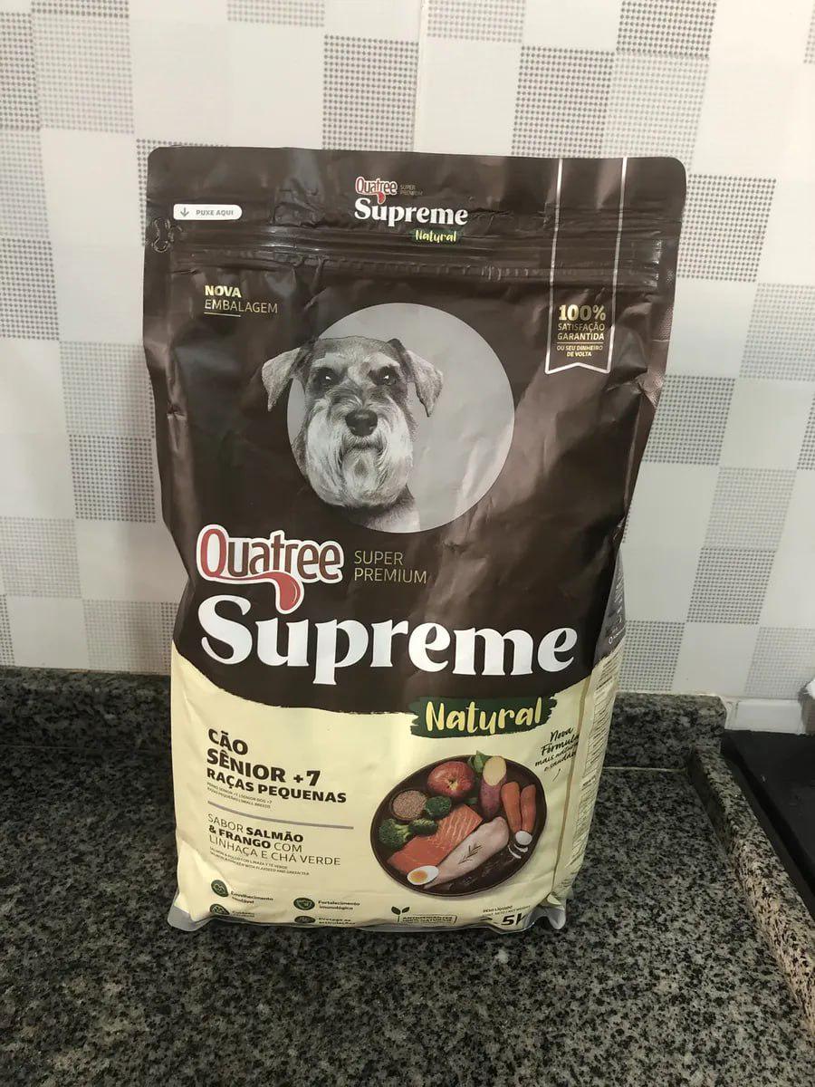 🐾 Quatree Supreme Sênior +7 Porte Pequeno Salmão/Frango 10,1 kg Cão Sênior Seca