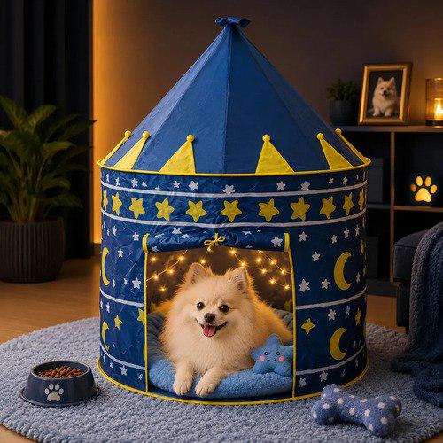 🐾 Casa Casinha Cachorro Toca Pet Cabana Cachorros Gato Pequeno Azul Luxo Dobrável Portátil