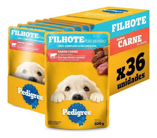 🐾 Pack Ração Úmida Pedigree Sachê Carne/ Molho 100g - 36 Und