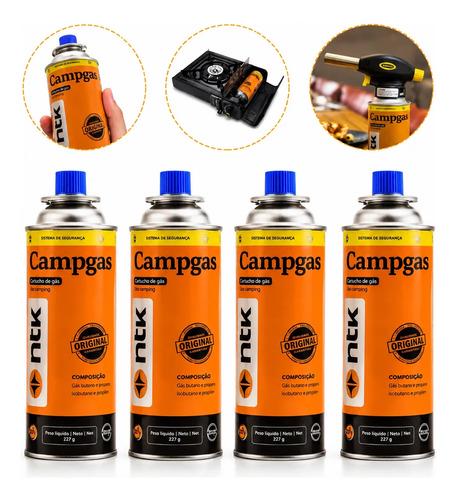 🚚 Kit Camping Gás De Maçarico Fogareiro 4 Latas Refil 227g Ntk