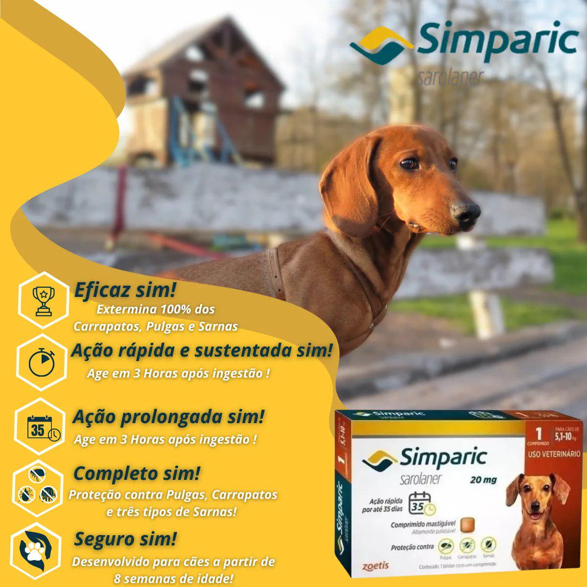 🐾 Simparic 20mg Antipulgas Cães 5 A 10kg 1 Comprimidos Zoetis