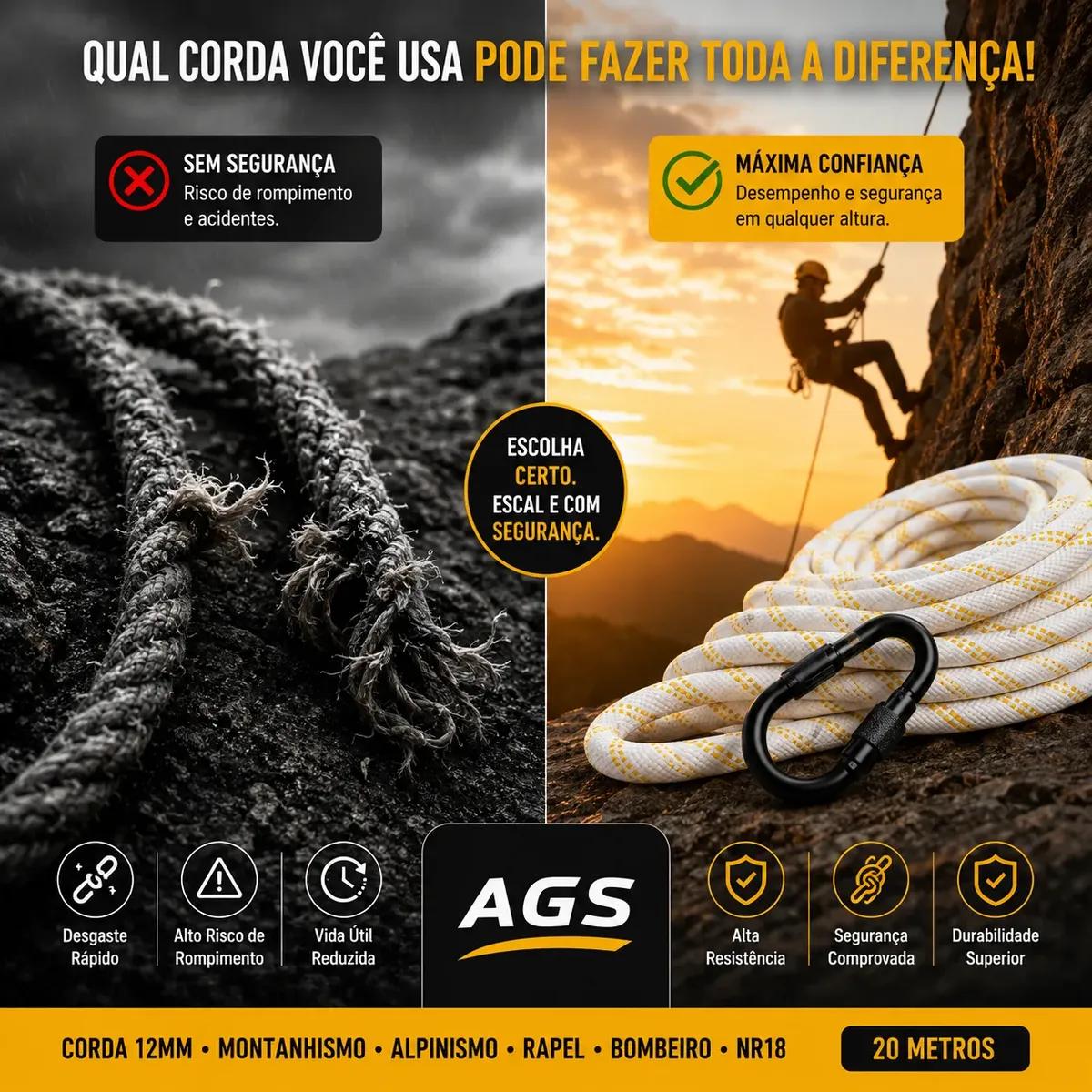 🚚 Corda 12mm Montanhismo Alpinismo Bombeiro Rapel Nr18 20 Mts