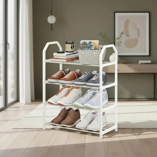 🚚 Sapateira 4 Andares Desmontavel para Tênis, Sapatos, Sandalias 8 Pares Cor Branco