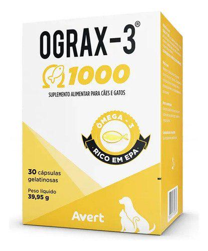 🐾 Suplemento Cães Gatos Avert Ograx-3 1000 30 Cápsulas