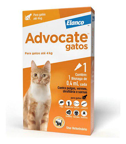 🐾 Advocate Antipulgas Para Gatos Até 4kg 1 Pipeta de 0,4ml