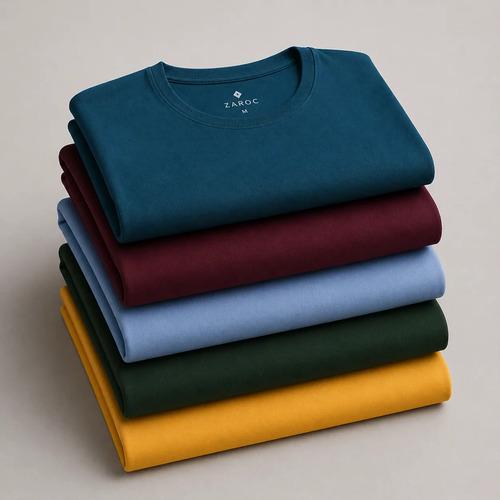 🚚 Kit 5 Camisetas Masculinas Slim Básicas Coloridas