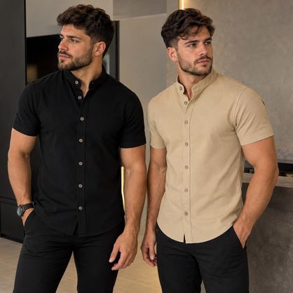 ➡️ Kit com 2 Camisas Gola Padre