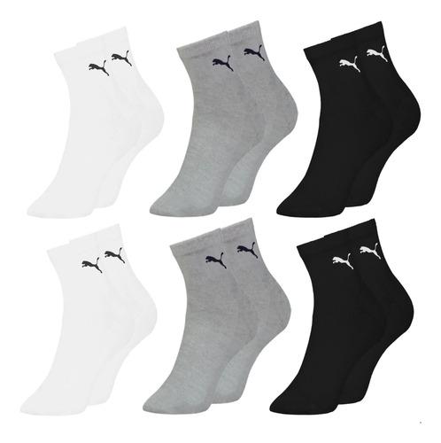 🚚 Kit 6 Pares Meia Puma Colors & Heart Cano Médio Feminino