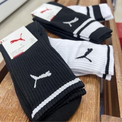 ➡️ Kit com 3 Pares de Meias Puma Cano Alto Longo