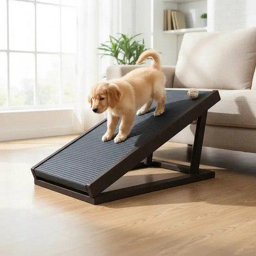 🐾 Rampa Pet Para Cães Gatos Antiderrapante Ajustável Madeira Cor Tabaco Tamanho 3 Niveis