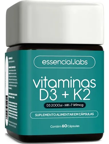 🚚 VITAMINA D3 + K2 Menaquinona-7 60 Cápsulas