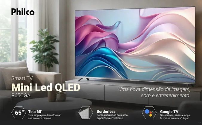➡️ Smart TV Philco 65" QLED Mini LED Quantum 4K UHD Google TV