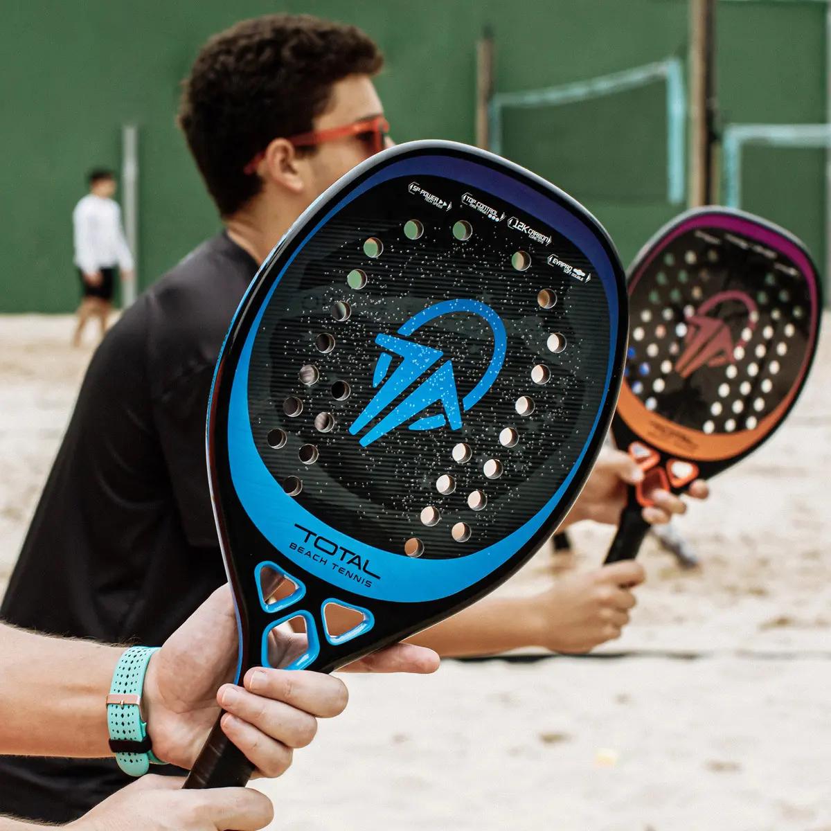 🚚 Raquete Beach Tennis Total Pro Produzida em Carbono 12k + Capa Cor Azul | Leve e Equilibrada