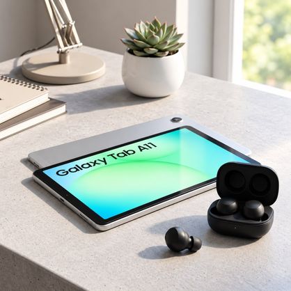 ➡️ Tablet Samsung Galaxy TAB A11 + Samsung Galaxy Buds Core, Fone de Ouvido, sem fio, cancelamento de ruído, interp