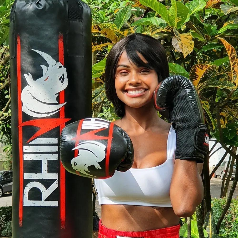🚚 Luva De Boxe Muaythai Rhino Profissional Tamanho 12oz - Boxing Treino Saco de pancada Academia Competição Mão Fo
