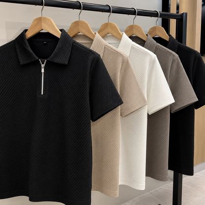 ➡️ Kit com 3 Camisetas Polo Canelada Com Zíper