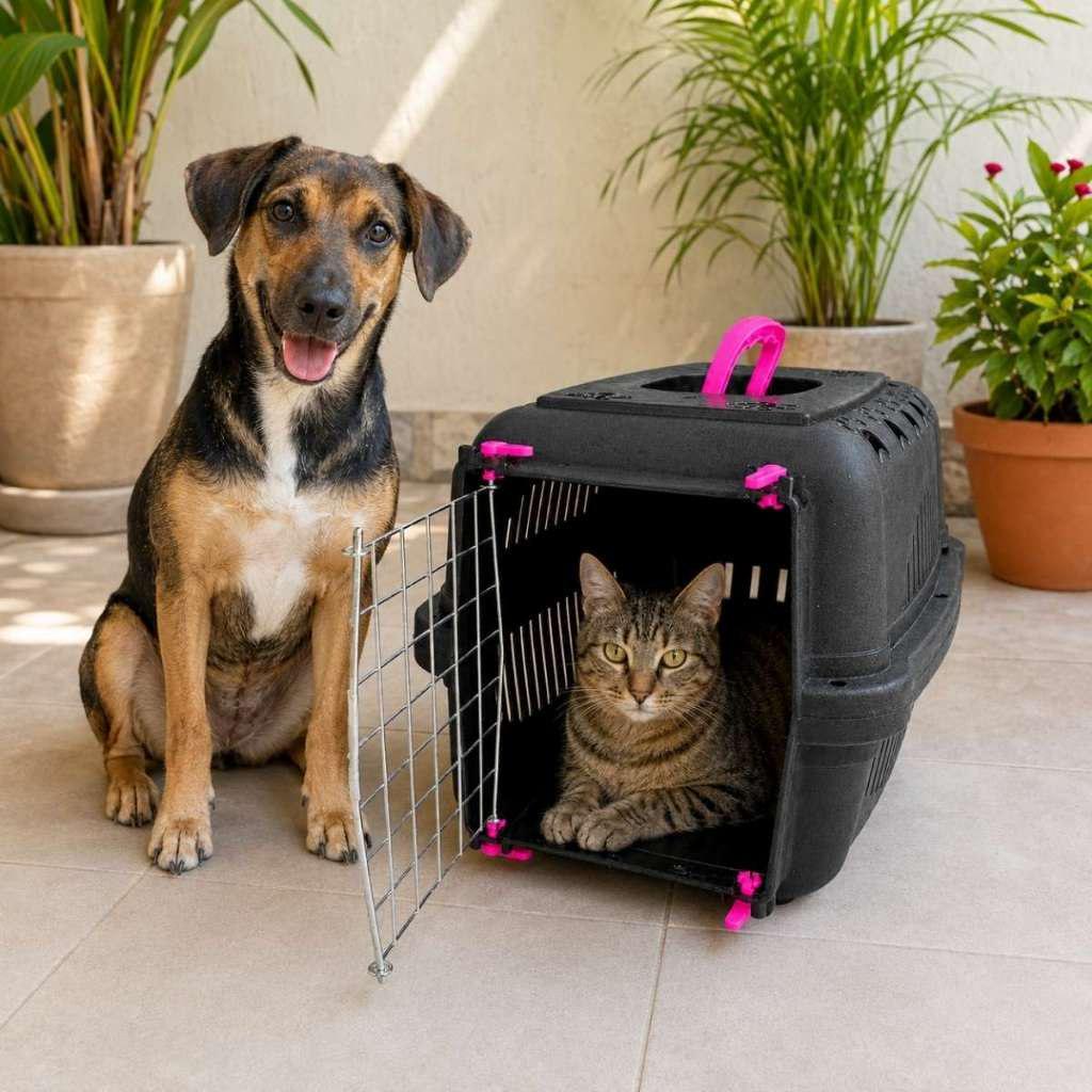 🐾 Caixa de Transporte Pet Cachorros Cães Gatos Coelhos Portinha de Aço Ferro