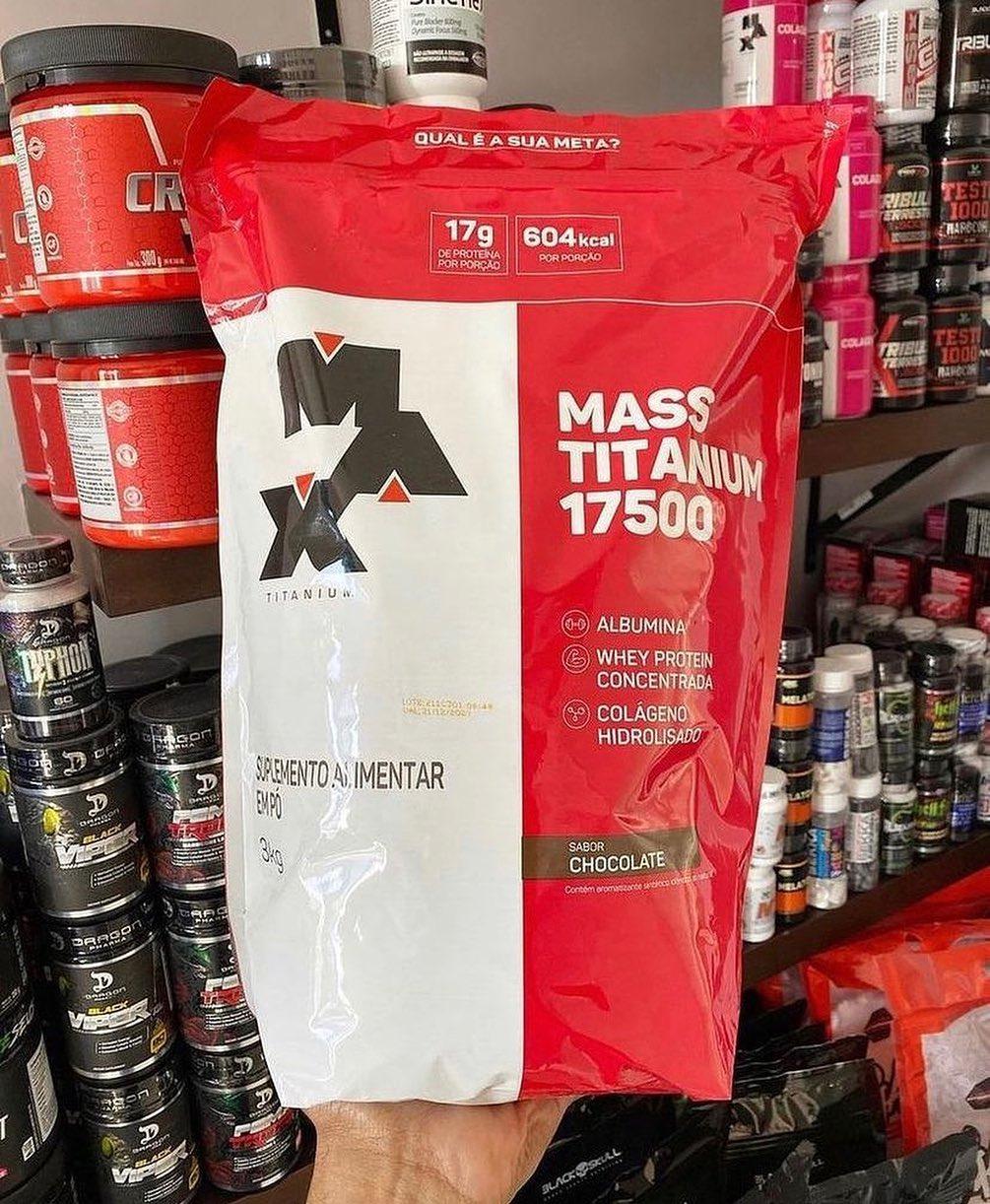 🚚 Hipercalórico Mass Titanium 17500 3kg Sabor Chocolate - Max Titanium