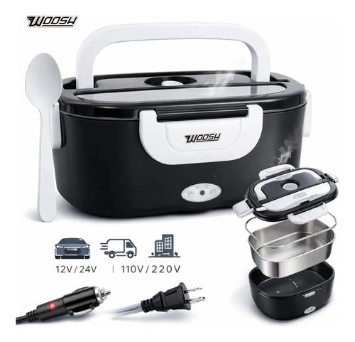 🚚 Marmita Elétrica Preta Bivolt Portátil Doméstica 110/220v Veicular 12/24v Lancheira 1.5l Com Divisórias Esquent