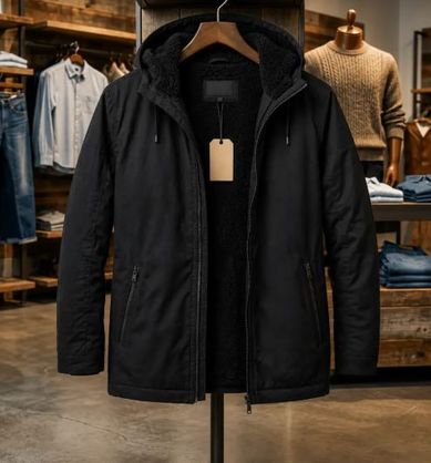 ➡️ Jaqueta Sarja Masculina Com Capuz Removível Forrada Peluciada
