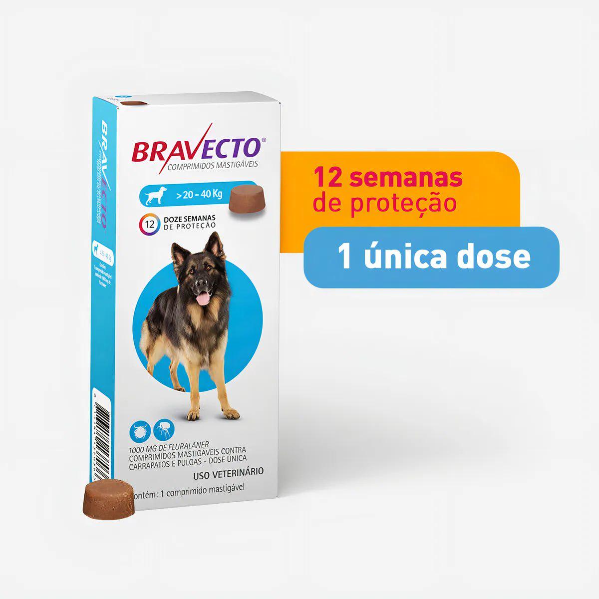 🐾 MSD Bravecto Azul-celeste Comprimidos Cachorro 20 kg a 40 kg