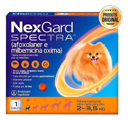 🐾 Nexgard Spectra 2 A 3,5kg Antipulgas Carrapatos 1 Tablete