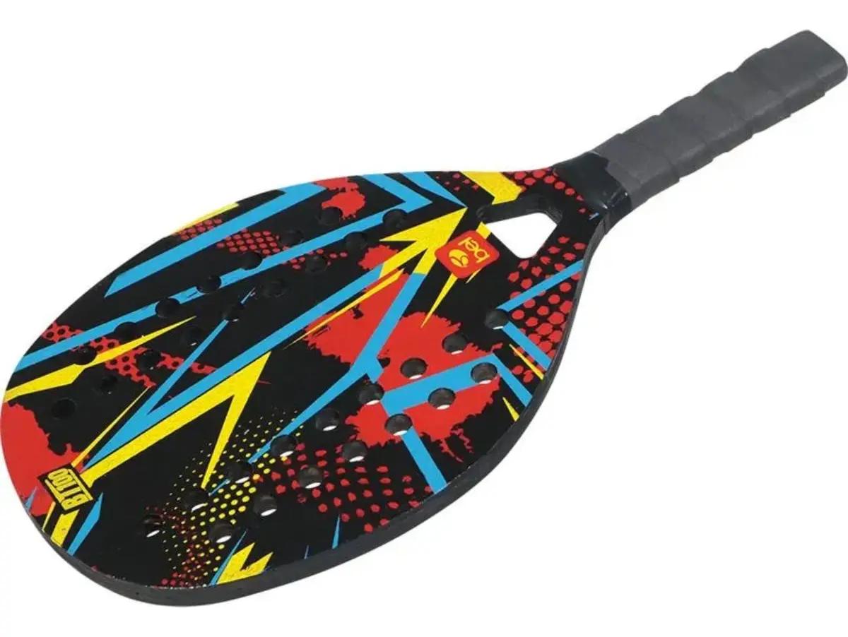 🚚 Kit 2 Raquetes 1 Bolinha Beach Tennis Madeira Praia Belfix Cor Vermelho