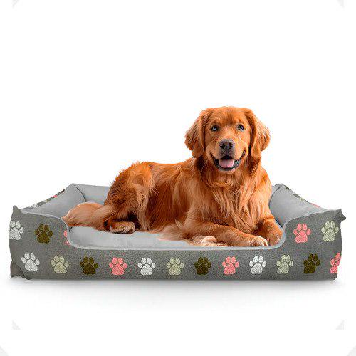 🐾 Cama Pet Extra Grande Xg Lavável Cachorro Porte Grande Cor Pata Cinza