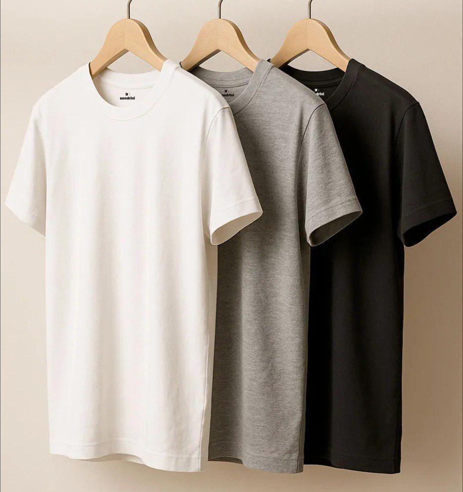 ➡️ Kit com 3 Camisetas Sandrini Básica Algodão