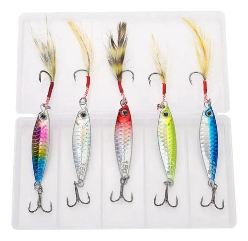 🚚 Kit 5 Iscas Artificiais Marca Aostsoa Jumping Jig Slow Jig Metal 20g Cores Diferentes