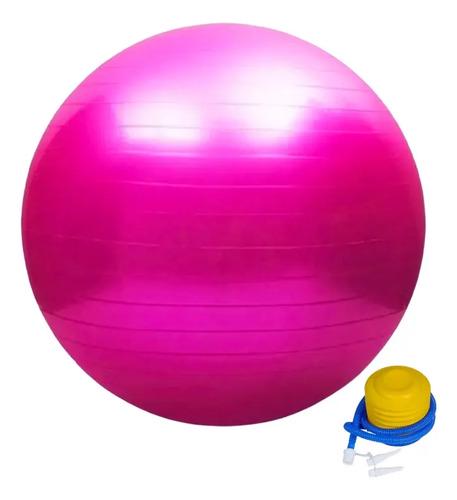 🚚 Bola Suíça Pilates Yoga Rosa 65cm Antiestouro Com Inflador