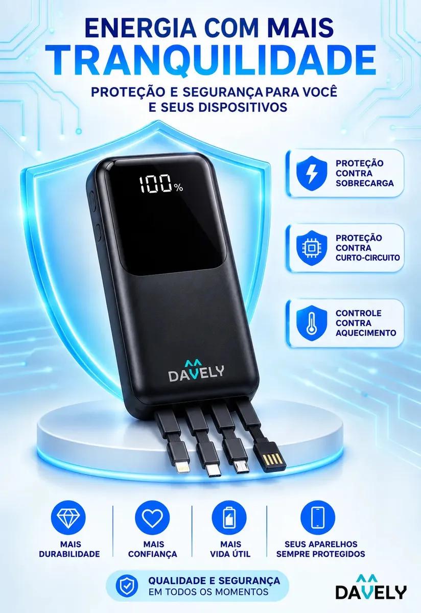 🚚 Power Bank 20.000mAh 22.5W Carga Rápida Com Display Digital Carregador Portátil Carga Rápida Premium Compatível